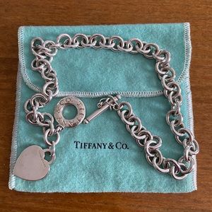 Tiffany and co heart charm toggle necklace